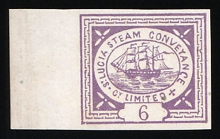 1872 6d St. Lucia, British Colonies, Private Steamship Issue, Margin