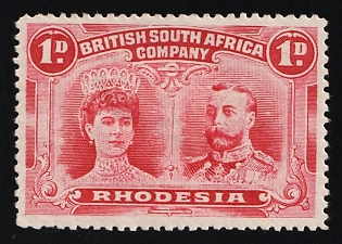 1910-13 1d Rhodesia, British Colonies, Recess Waterlow, Perforation 14