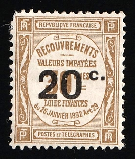 1917 20c on 30c France, Postage due