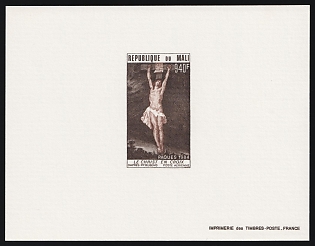 1984 940fr Crucifixion Painting by Peter Paul Rubens, Easter, Republic of Mali, Airmail, Imperforate Epreuve de Luxe, Deluxe Proof Sheetlet