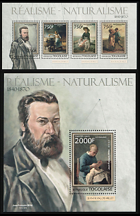 2013 Realisme - Naturalisme: Jean-Francois Millet, Togolese Republic, Souvenir Sheets, Complete Set
