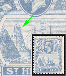 1923 3d St. Helena, British Overseas Territory, King George V, Cleft Rock