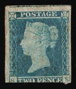 1841-51 2d Great Britain, Queen Victoria, Corner Letters 'S' and 'K'