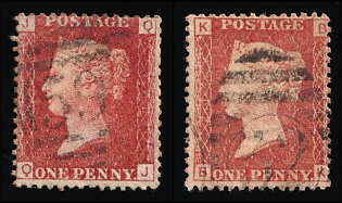 1864 1d Great Britain, Queen Victoria, Plates 204 and 218