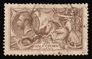 1915 2s6d Great Britain, Seahorse, Deep Yellow-Brown