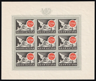 1944 Post and Railway Employees, Republic of Croatia, Imperforate Miniature Sheet