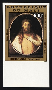 1981 600fr 'Ecce Homo' by Rembrandt, Easter, Republic of Mali, Airmail, Imperforate Variety, Margin