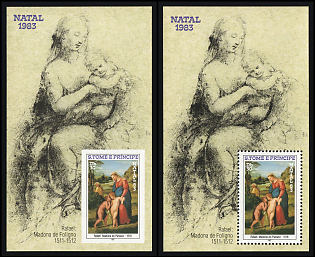 1983 Christmas, Democratic Republic of Sao Tome and Principe, Perforated and Imperforate Souvenir Sheets