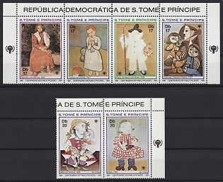 1981 100th Birth Anniversary of Pablo Picasso, International Year of the Child, Democratic Republic of Sao Tome and Principe, Airmail, Corner Margins