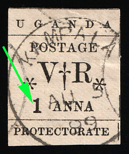 1896 1A Uganda, British Colonies, Type 5, Thick '1'
