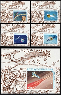 1986 Return of Halley's Comet, Central African Republic, Airmail, Imperforate Variety Souvenir Sheets, Complete Set