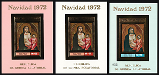 1972 Christmas - Madonna Paintings, Republic of Equatorial Guinea, Imperforate Souvenir Sheets