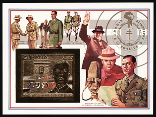 1992 100th Birthday of Charles De Gaulle and the 50th Anniversary of the Radio Adress from London on June 18, 1940, Co-operative Republic of Guyana, Imperforate Souvenir Sheet