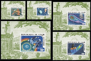 1986 Halley's Comet, Republic of Cote d'Ivoire (Ivory Coast), Airmail, Imperforate Vareity Souvenir Sheets, Complete Set