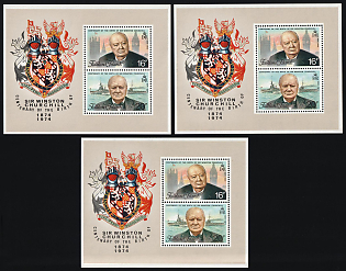 1974 100th Anniversary of the Birth of Winston Churchill, Falkland Islands (British Overseas Territory), Souvenir Sheets