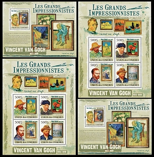2009 The Great Impressionists: Vincent Van Gogh, Union of the Comoros, Souvenir Sheets