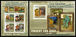 2009 The Great Impressionists: Vincent Van Gogh, Union of the Comoros, Imperforate Variety Souvenir Sheets