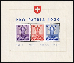 1936 Switzerland, Souvenir Sheet