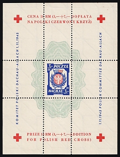 1945 Dachau - Allach, Poland, DP Camp, Displaced Persons Camp, Souvenir Sheet, Opened '3'