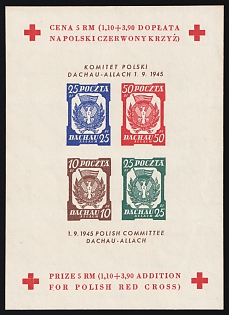 1945 Dachau - Allach, Poland, DP Camp, Displaced Persons Camp, Souvenir Sheet
