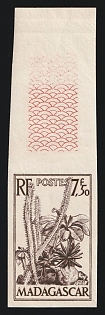 1954 Definitive Stamps: Flora, Fauna and Landmarks, Republic of Madagaskar, French Colony, Imperforate Color Trial Proof, Margin