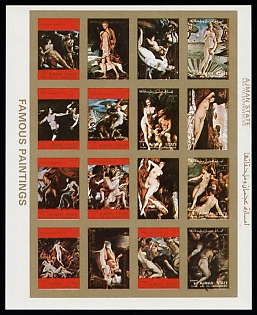 1973 Famous Nude Paintings, Emirate of Ajman (United Arab Emirates), Miniature Sheet