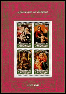 1983 Christmas 1983, Classical Paintings of Virgin and Child, Republic of Burundi, Souvenir Sheet, Airmail