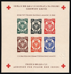 1945 Dachau - Allach, Poland, DP Camp, Displaced Persons Camp, Souvenir Sheet