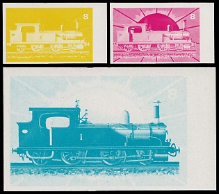 1972 Centenary of the Japanese Railways,  Republic of Equatorial Guinea, Trial Color Proofs, Margins