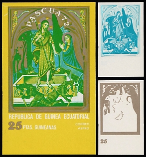 1972 Easter, Religious Art Paintings,  Republic of Equatorial Guinea, Trial Color Proofs