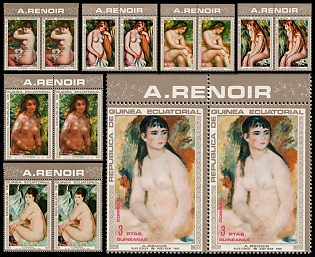 1973 Paintings of Pierre-Auguste Renoir, Republic of Equatorial Guinea, Souvenir Sheets, Complete Set