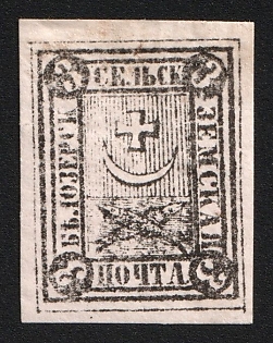 1874 3k Belozersk Zemstvo, Imperforate, Horizontal Watermark, Type 8