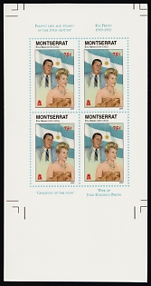 1998 Famous Men and Women of the 20th Century, Montserrat, Block of Four Digital Color Proof, Margins