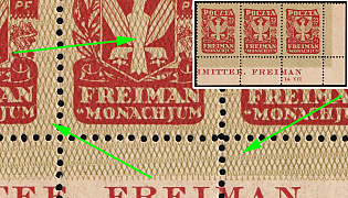 1945 Freimann (Munich), Poland, DP Camp, Displaced Persons Camp, Marginal Corner Strip of Three, DOUBLE Background, Sheet Inscription