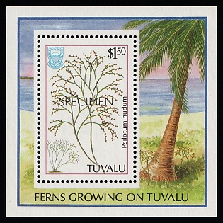 1987 Ferns, Tuvalu, Souvenir Sheet, Specimen