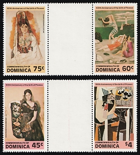 1981 100th Anniversary of the Birth of Pablo Picasso, Commonwealth of Dominica, Gutter, Se-Tenants, Complete Set, RARE