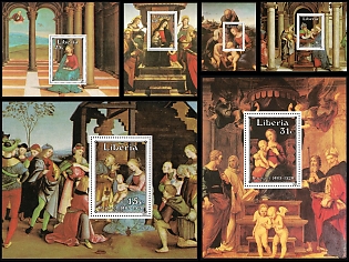 1983 500th Anniversary of the Birth of Raphael, Italian Painter, Republic of Liberia, Souvenir Sheets, Complete Set