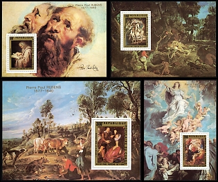 1978 The 400th Anniversary of the Birth of Rubens, Republic of the Congo, Imperforate Variety Souvenir Sheets, Complete Set