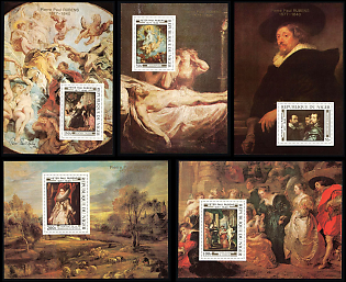 1978 400th Anniversary of the Birth of Paul Rubens, Flemish Painter, Republic of the Niger, Imperforate Vareity Souvenir Sheets, Complete Set