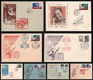 1961-62 Gherman Titov, Soviet Union, Space Exploration, Group of Commemorative Covers with Club Cachets