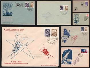 1959-63 The First Soviet Space Rocket, Soviet Union, Space Exploration, Group of Commemorative Covers with Club Cachets