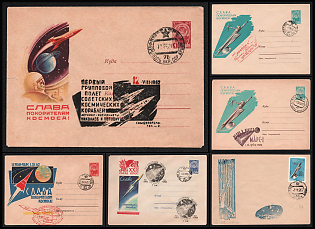 1962 Glory to the Conquerors of Space, Soviet Union, Space Exploration, Group of Commemorative Covers with Club Cachets