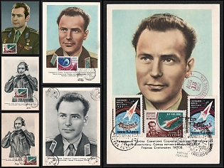 1962-68 Gherman Titov, Soviet Union, Space Exploration, Group of Commemorative Picture Postcards
