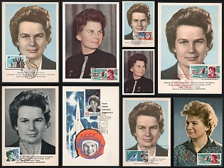 1963-74 Valentina Tereshkova, Soviet Union, Space Exploration, Group of Commemorative Picture Postcards