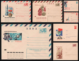 April 12 – Cosmonautics Day, Soviet Union, Space Exploration, Group of Airmail Commemorative Postal Stationery Covers