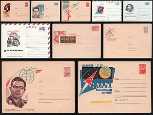 'Glory to the Сonquerors of Space!', 'Glory to Soviet Women!', Soviet Union, Space Exploration, Group of Commemorative Postal Stationery Covers
