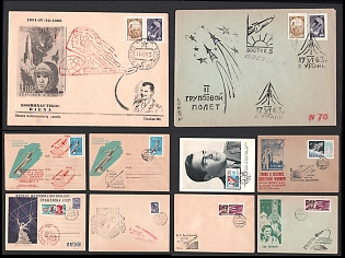1963 (Jun)  Launch of the ‘Vostok 3’, ‘Vostok 5’, and ‘Vostok 6’ spacecraft, Soviet Union, Space Exploration, Group of Commemorative Covers and Postcard
