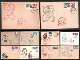 1963 (Jun) The First Woman in Space, V. Tereshkova, the ‘Vostok’ 5 flight by V.F. Bykovsky, Soviet Union, Space Exploration, Group of Commemorative Covers