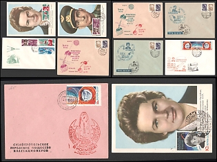 1963 (Jun) The First Woman in Space, V. Tereshkova, ‘Vostok 5’ and ‘Vostok 6’ Joint Mission, Soviet Union, Space Exploration, Group of Commemorative Covers and Postcards
