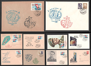 1963 (Aug) 1st Anniversary of the ‘Vostok 3’ and ‘Vostok 4’ Joint Flight, Soviet Union, Space Exploration, Group of Commemorative Covers and Postcard